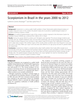 Scorpionism in Brazil in the Years 2000 to 2012 Guilherme Carneiro Reckziegel1,2* and Vitor Laerte Pinto Jr3