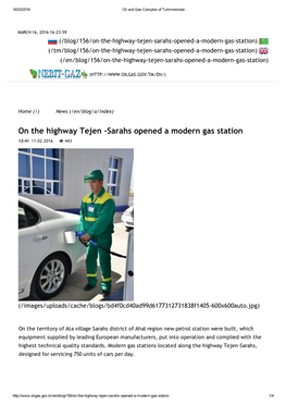 On the Highway Tejen ‐Sarahs Opened a Modern Gas Station 13:41 11.02.2016  443