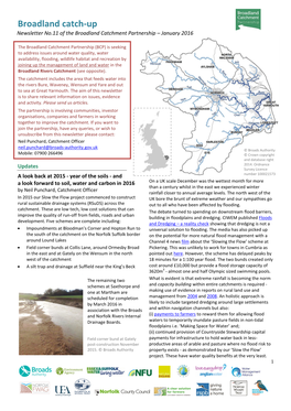 Broadland Catch-Up Newsletter No.11 of the Broadland Catchment Partnership – January 2016