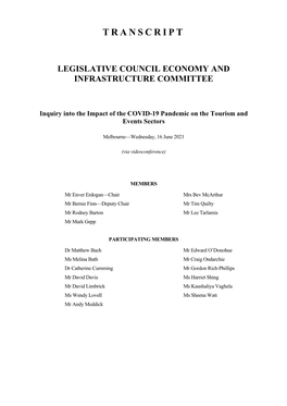 Transcript Legislative Council Economy and Infrastructure Committee
