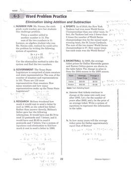 Wproblem Practice Elimination Using Addition and Subtraction X- 1