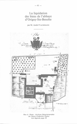 La Liquidation Des Biens De L'abbaye D' Origny-Ste-Benoîte