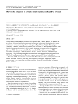 Bartonella Infection in Sylvatic Small Mammals of Central Sweden