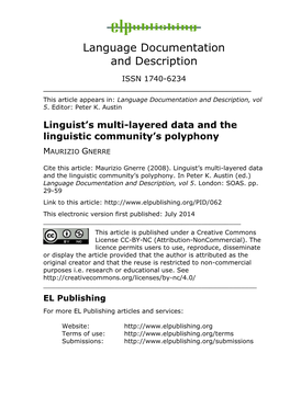 Linguist's Multi-Layered Data and the Linguistic