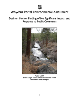 Whychus Portal Environmental Assessment