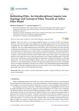 Rethinking Filter: an Interdisciplinary Inquiry Into Typology and Concept of Filter, Towards an Active Filter Model