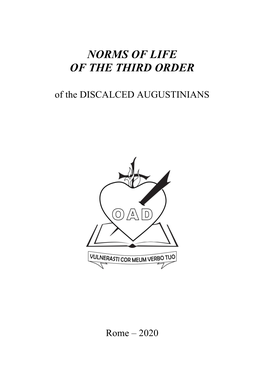 NORMS of LIFE of the THIRD ORDER of the DISCALCED AUGUSTINIANS
