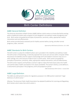 Birth Center Definitions