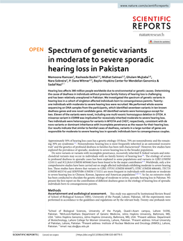 Spectrum of Genetic Variants in Moderate to Severe Sporadic