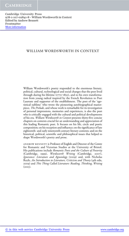 William Wordsworth in Context Edited by Andrew Bennett Frontmatter More Information