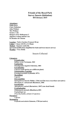 February 2015 Insect Survey