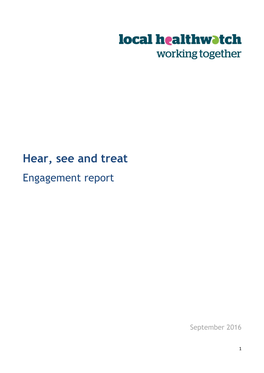 Hear, See and Treat Engagement Report