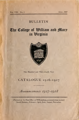 Bulletin of the College of William and Mary in Virginia