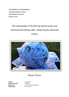 The Relationship of World Cup Match Results and Informational Betting Odds: Analyzing the Abnormal