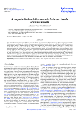 A Magnetic Field Evolution Scenario for Brown Dwarfs and Giant Planets