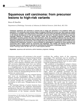 Squamous Cell Carcinoma: from Precursor Lesions to High-Risk Variants