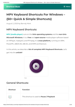 MPV Keyboard Shortcuts for Windows - {50+ Quick & Simple Shortcuts} ~