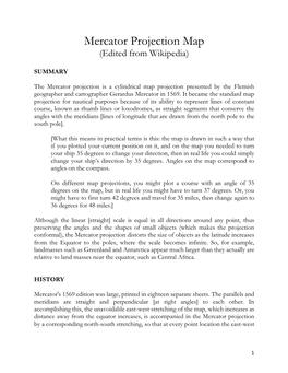 Mercator Projection Map (Edited from Wikipedia)