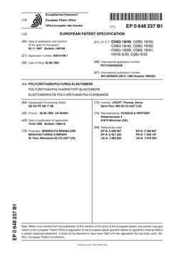 Polyurethane/Polyurea Elastomers Polyurethan/Polyharnstoff-Elastomere Elastomeres De Polyu R Ethan E/Polyc Arb Am I D E