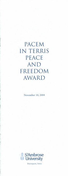 Pacem in Terris Peace and Freedom Award