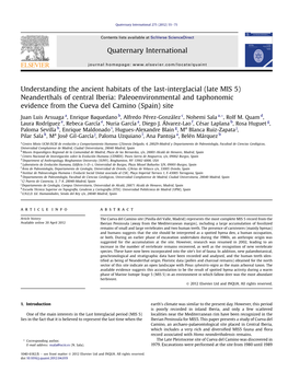 (Late MIS 5) Neanderthals of Central Iberia: Paleoenvironmental and Taphonomic Evidence from the Cueva Del Camino (Spain) Site