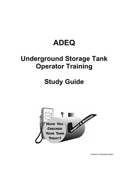 Underground Storage Tank Operator Training Study Guide