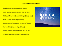 Account Applications Series Alex Boyko (Cinnaminson High School