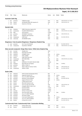 Katalog Powystawowy: XXI Międzynarodowa Wystawa Psów Rasowych Sopot, 10-11.08.2013