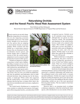 Naturalizing Orchids and the Hawaii Pacific Weed Risk Assessment System