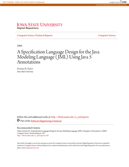 A Speciï¬†Cation Language Design for the Java Modeling Language