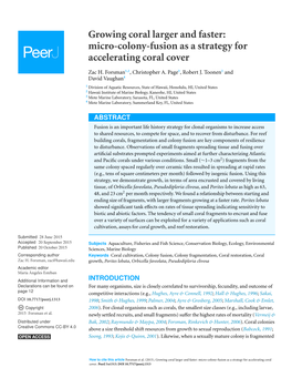 Growing Coral Larger and Faster: Micro-Colony-Fusion As a Strategy for Accelerating Coral Cover