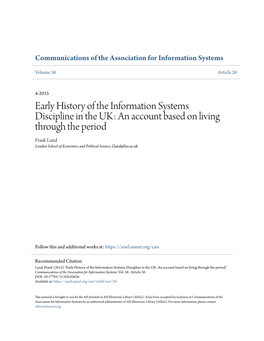 Early History of the Information Systems Discipline