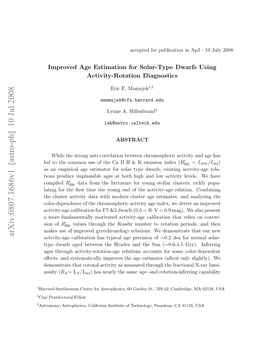 Arxiv:0807.1686V1 [Astro-Ph] 10 Jul 2008 1 3 2 Avr-Mtsna Etrfratohsc,6 Adns