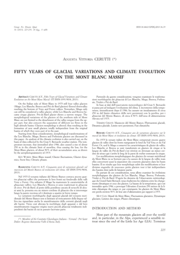 Fifty Years of Glacial Variations and Climate Evolution on the Mont Blanc Massif