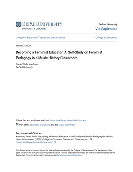 A Self-Study on Feminist Pedagogy in a Music History Classroom