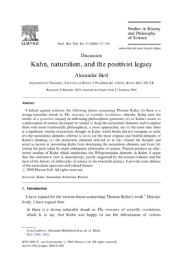 Kuhn, Naturalism, and the Positivist Legacy