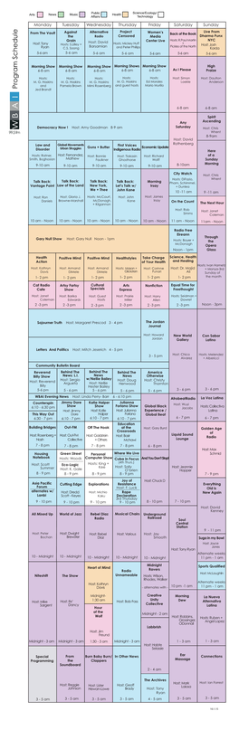 WBAI Program Schedule 9.21.15