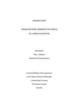 Dissertation Modeling Pool Sediment Dynamics in A