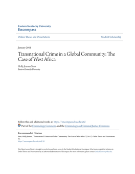 Transnational Crime in a Global Community: the Case of West Africa Holly Joanna Sims Eastern Kentucky University