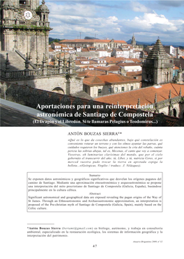 Aportaciones Para Una Reinterpretación Astronómica De Santiago De Compostela (El Dragón Y El Libredón