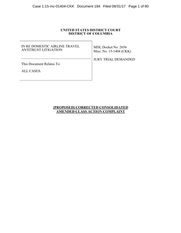 Corrected Consolidated Amended Class Action Complaint