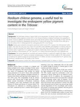 Hordeum Chilense Genome, a Useful Tool to Investigate the Endosperm Yellow Pigment Content in the Triticeae Cristina Rodríguez-Suárez and Sergio G Atienza*