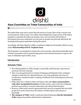 Xaxa Committee on Tribal Communities of India