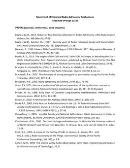 Master List of Historical Radio Astronomy Publications (Updated Through 2019)