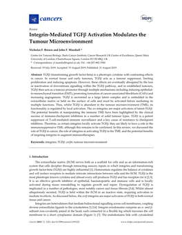 Integrin-Mediated Tgfβ Activation Modulates the Tumour Microenvironment