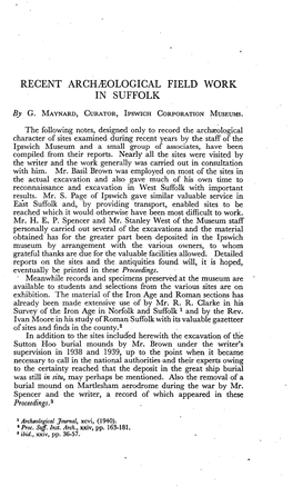 Recent Archaeological Field Work in Suffolk G. Maynard