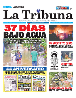 37 DÍAS BAJO AGUA Colonos Viven En Champas Esperando Que Bajen Las Aguas UN MUERTO Y 15 CASAS QUEMADAS EN LA BOLSA