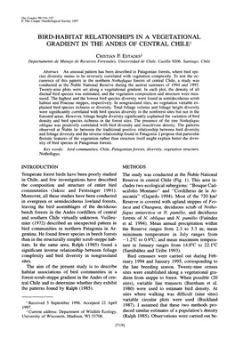 Bird-Habitat Relationships in a Vegetational Gradient in the Andes of Central Chile1