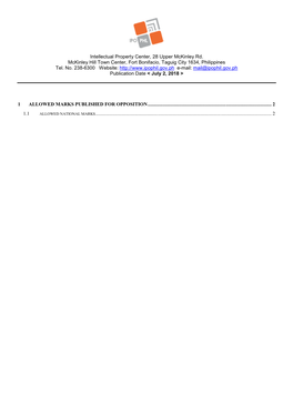 Intellectual Property Center, 28 Upper Mckinley Rd. Mckinley Hill Town Center, Fort Bonifacio, Taguig City 1634, Philippines Tel