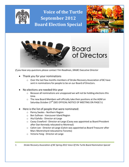 Voice of the Turtle September 2012 Board Election Special